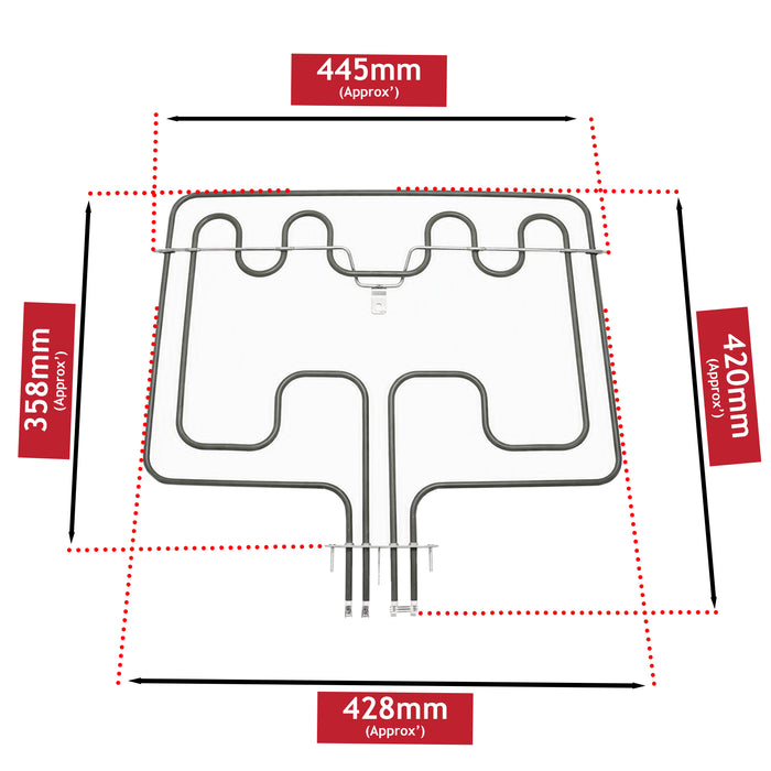 Grill Element for Zanussi Oven 2700w 1000w + 1700w Top Upper Dual Heating 3570797047