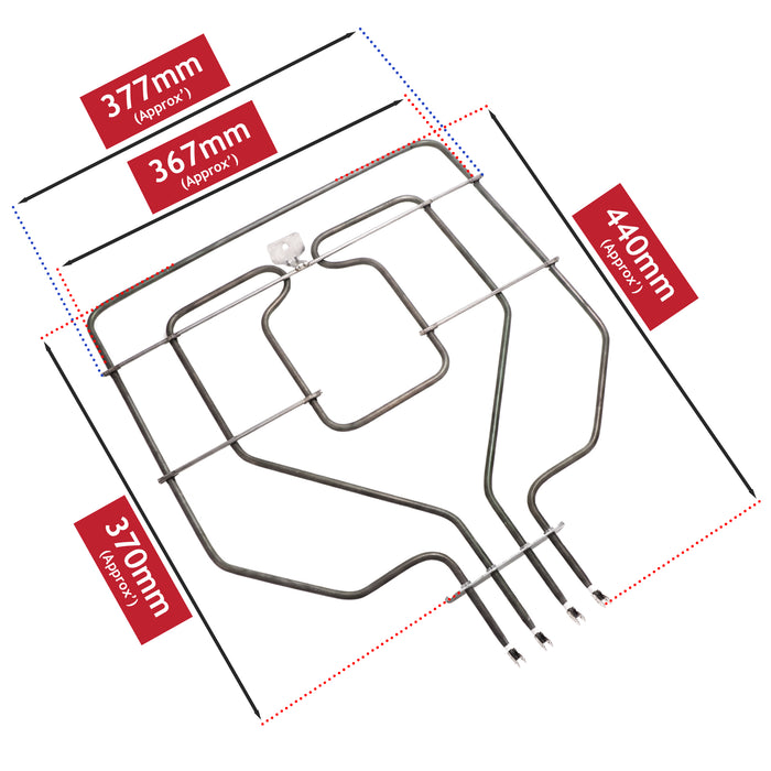 Grill Element for Bosch Oven 2800w Top Upper Dual Heating 00443501 2036983
