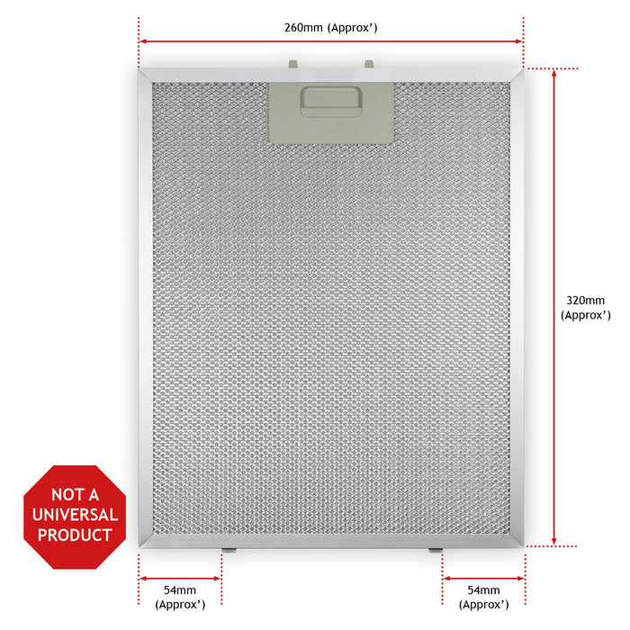 Grease Filter for Klarstein Cooker Hood Extractor 320 x 260 mm Metal Mesh