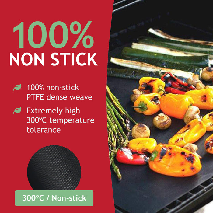 BBQ Liner Large Mat Teflon Hotplate Sheets Gas Grill Non-Stick Reusable x 2