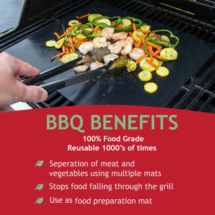 BBQ Liner Large Mat Teflon Hotplate Sheets Gas Grill Non-Stick Reusable x 2