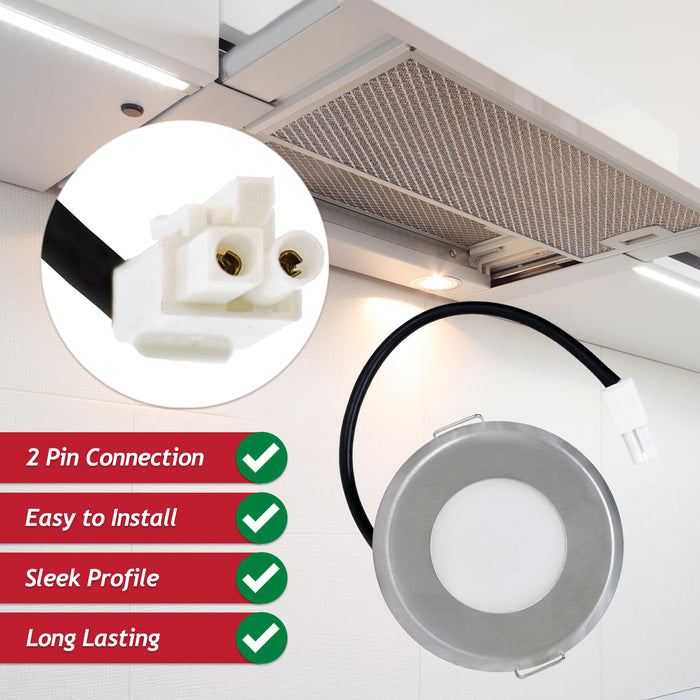 LED Light for Beko 73.5mm Cooker Hood Extractor Vent Lamp Bulb Unit (Silver, 1.6W, 220V)