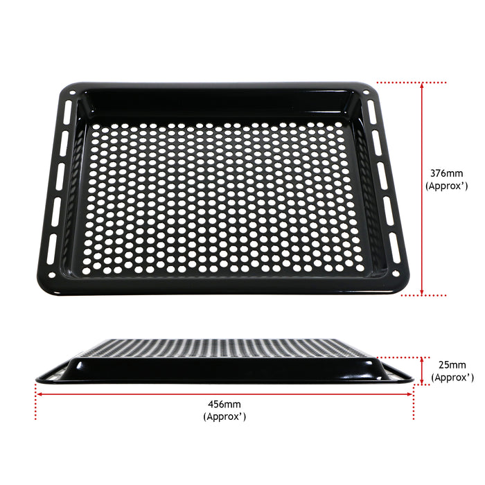 UNIVERSAL Oven Baking Tray Crisper Holes 46cm Non Stick Pizza Air Fryer Large