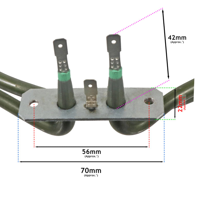 Fan Oven Element 2 Turn for Kenwood Cooker KDC506S19 KDC606B19 KDC66SS19 KDGC66S19 KTC506B19 (2000W)