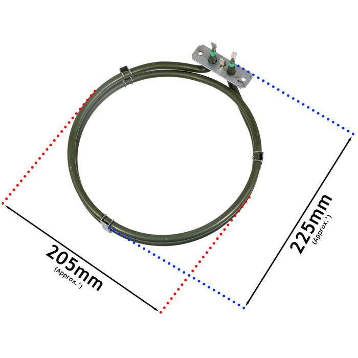 Fan Oven Element 2 Turn for Kenwood Cooker KDC506S19 KDC606B19 KDC66SS19 KDGC66S19 KTC506B19 (2000W)