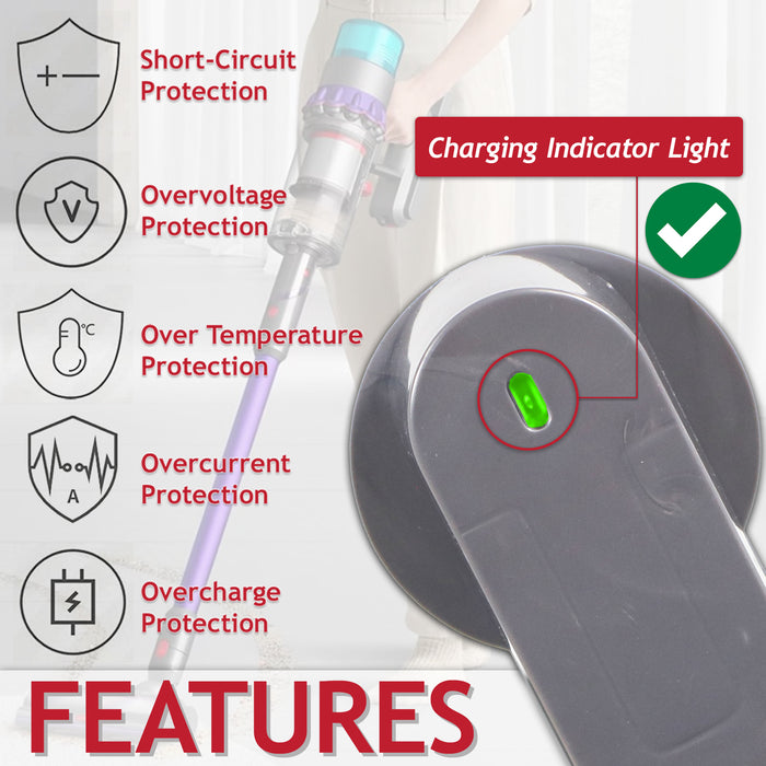 Battery Charger for Dyson V10 V11 V12 V15 SV12 SV14 SV15 SV16 SV20 SV22 Vacuum Cleaner (30.45V)