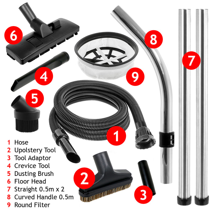 Spare Parts Tool Kit for Numatic Henry Hetty Vacuum Cleaner with 2.5m Hose Filter Brush Rods