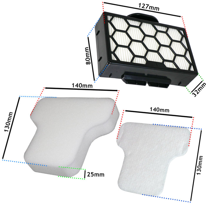 Filters Kit for SHARK CV100 CZ250 CZ500 CV100UKT CZ250UKT CZ500UKT Foam Felt Post Motor Filter