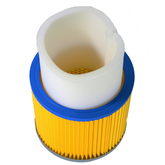Vacuum Cleaner Cartridge Filter + Sponge Foam Sleeve compatible with Earlex WD1000 WD1100 S1256