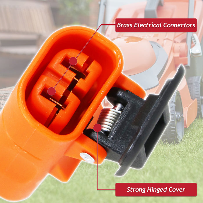 Rewireable Connector Plug for Flymo Vision Compact 330 350 380 Plus Turbo GM380 H3000 H4000 Lawnmower Mains Cable (2 Core, Female)