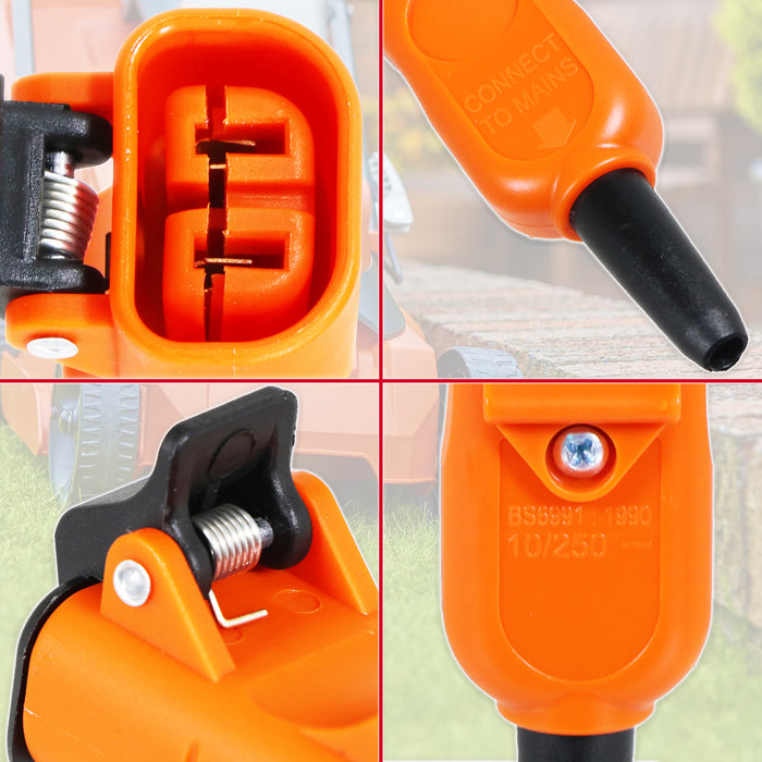 Rewireable Connector Plug for Flymo Vision Compact 330 350 380 Plus Turbo GM380 H3000 H4000 Lawnmower Mains Cable (2 Core, Female)