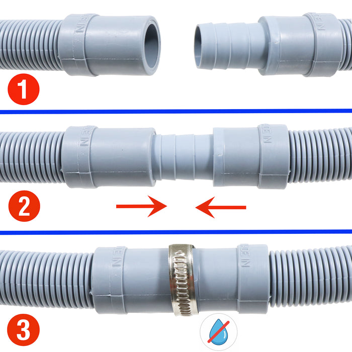 Universal Cold Water Fill Long 3.5m Inlet Pipe + 2.5m Drain Hose Extension Kit