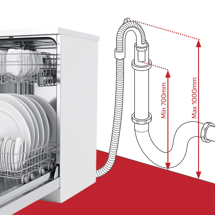Drain Outlet Hose for Bush Dishwasher (2.5M, 30mm / 22mm)
