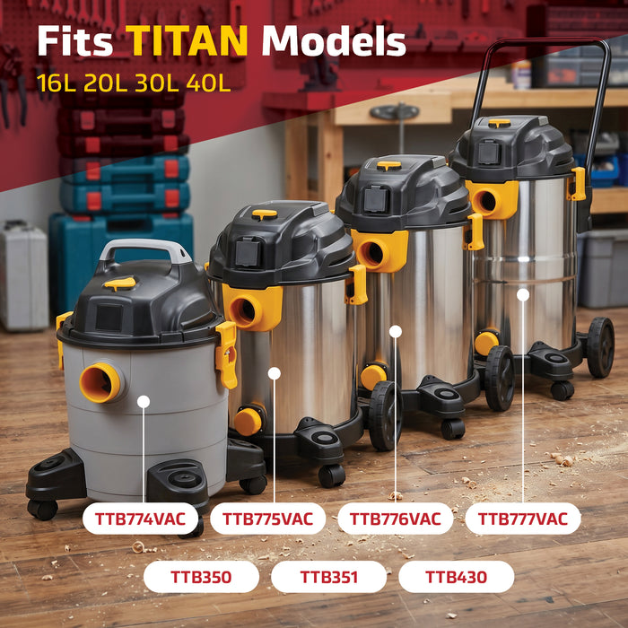 Vacuum Dust Bags for Titan 16L 20L 30L 40L (Pack of 15) + Freshener Tabs