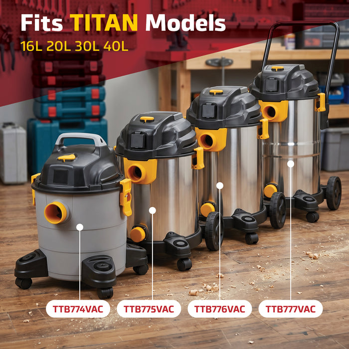 Filter for Titan TTB774VAC TTB775VAC TTB776VAC TTB777VAC Vacuum Cleaner 16L 20L 30L 40L + 5 Bags