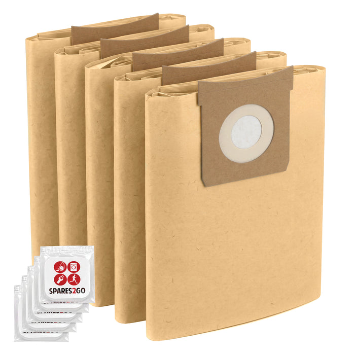 Vacuum Dust Bags for Titan Wet & Dry 16L 20L 30L 40L Cleaner (Pack of 5) + Freshener Tabs