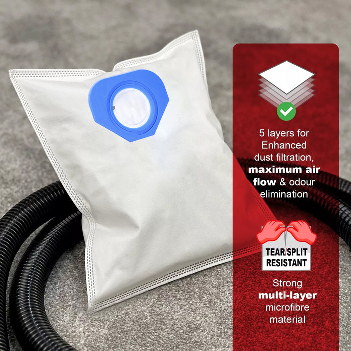 SMS Microfibre Dust Bags for Nilfisk GA70 GD80 GD90C GM80 GM90 GS80 GS84 GS90 G90 Vacuum Cleaner (Pack of 10) + Air Freshener Tabs