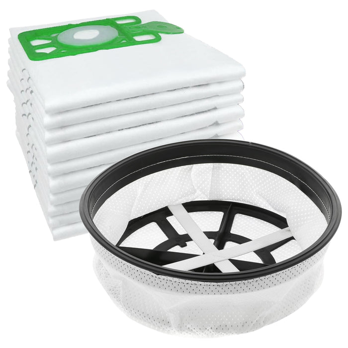 12" Cloth Tub Filter + 10 High Flow Vacuum Bags for Numatic