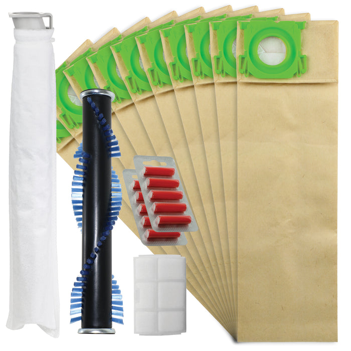 Complete Service Kit, Brushroll Bar, Filters + 10 Bags for Sebo X1 X1.1 X4 X5 Extra Vacuum Cleaners (with 10 Air Fresheners)
