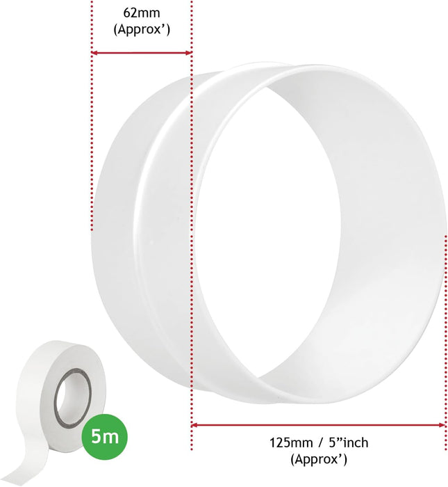 Hose for Daewoo Air Con Conditioner Pipe Vent Extension Kit PVC 6m 5" 125mm