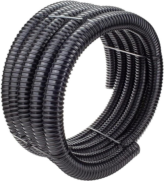 Corrugated Flexible Garden Fish Pond Marine Boat Hose Tube Pipe + 2 Clamp Clips (15m Length x 32mm Diameter)