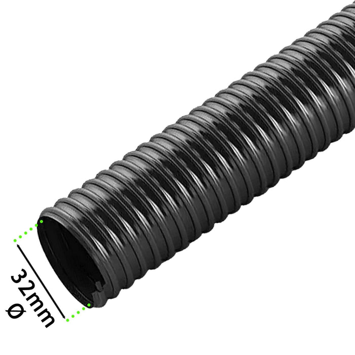 Universal Vacuum Cleaner Hose Corrugated Flexible Tube Pipe (Cut to Size, 10m Length x 32mm Diameter)