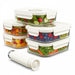 Vacuum Food Storage Glass Containers with Securing Clips Lids (Pack of 5, Medium, 1040ml) + Manual Sealing Pump