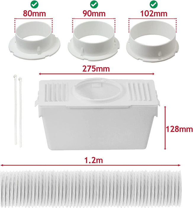Universal Vent Hose Condenser Kit with 3 x Adapters for Tumble Dryer (1.2m)