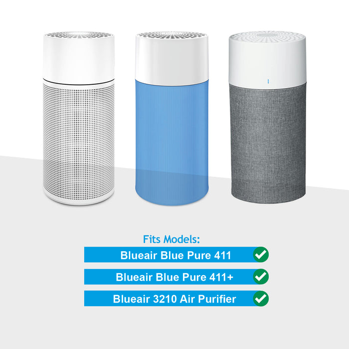 Filter Kit for BLUEAIR Air Purifier HEPA Carbon Sleeve Blue Pure 411 3210 Joy S (Pack of 4)