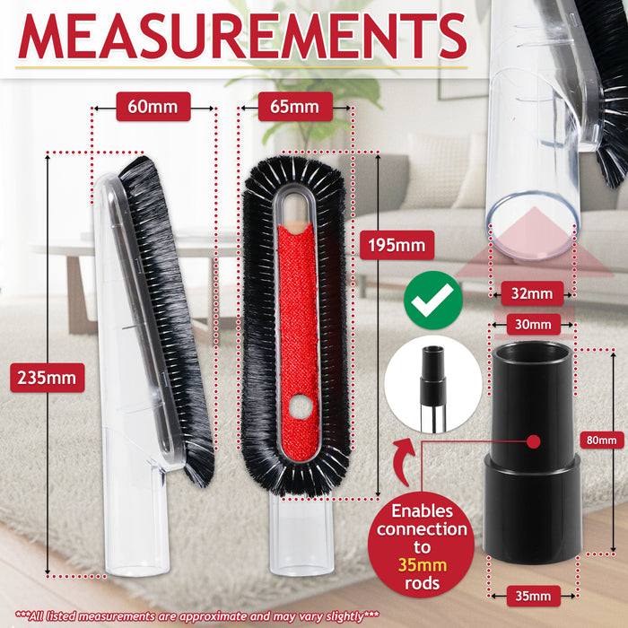 Soft Dusting Brush for Miele Vacuum Cleaner + 32mm to 35mm Connection Adapter