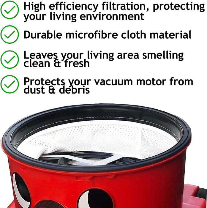 12" Microfibre Cloth Round Filter for Numatic Henry Hetty James Vacuum Cleaners