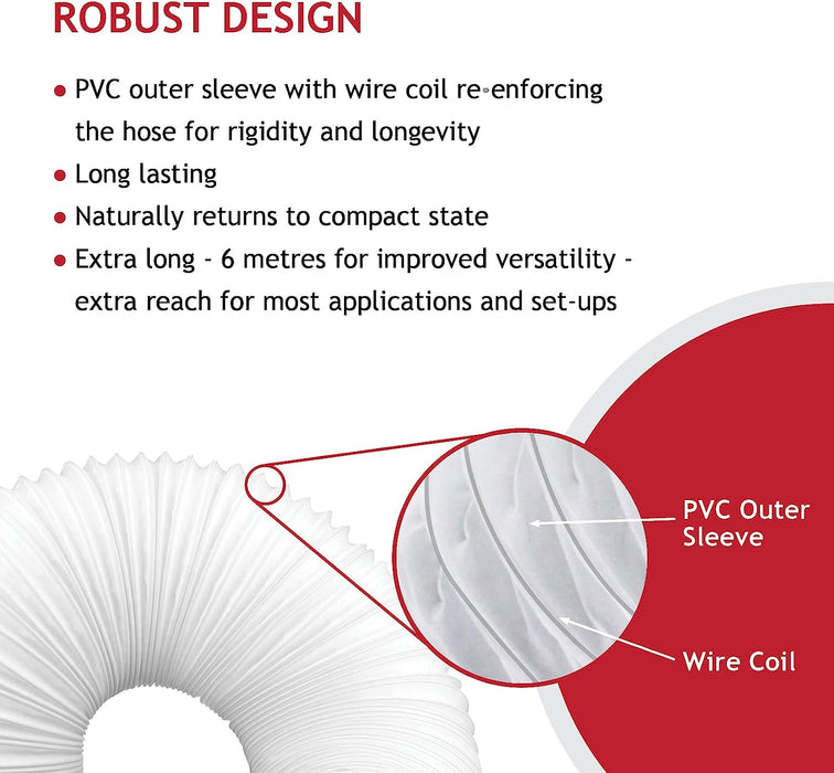 Hose Pipe PVC Duct Extension Kit for Delonghi Air Conditioner (6m, 5 Inches)