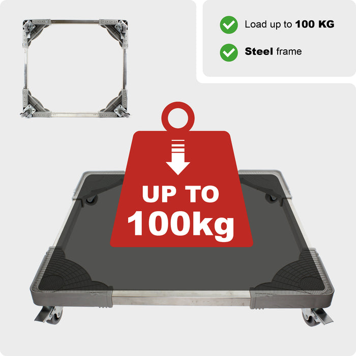 Universal Appliance Wheels Adjustable Fridge Freezer Washing Machine Dolly Trolley Stand (100KG Load)