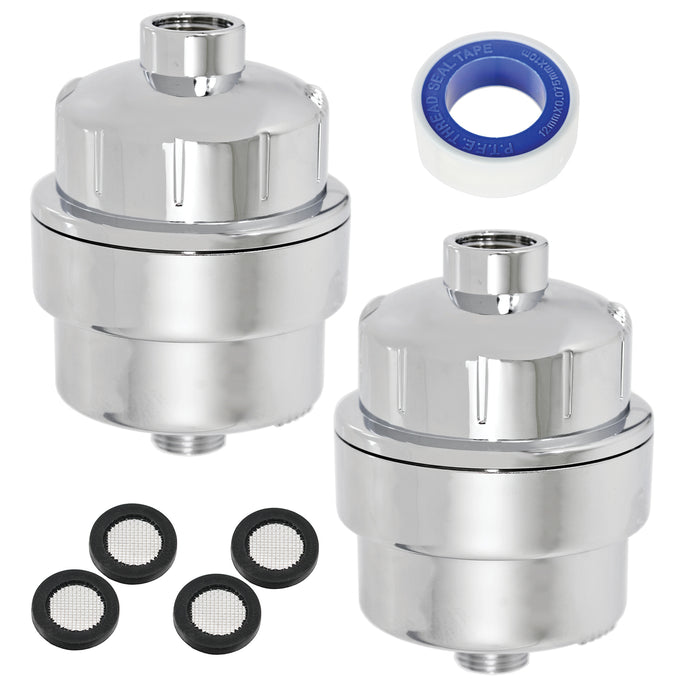 UNIVERSAL Shower Head Filter Chrome Steel Effect Hard Water Purifier Softener (Pack of 2)