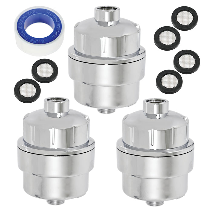 UNIVERSAL Shower Head Filter Chrome Steel Effect Hard Water Purifier Softener (Pack of 3)