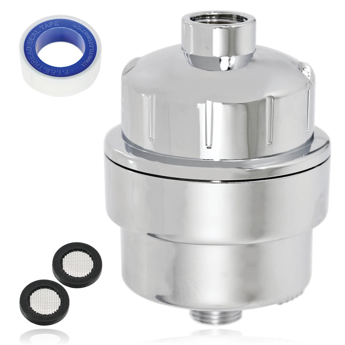 UNIVERSAL Shower Head Filter Chrome Steel Effect Hard Water Purifier Softener