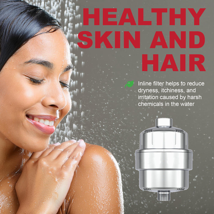 UNIVERSAL Shower Head Filter Chrome Steel Effect Hard Water Purifier Softener