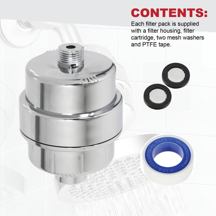 UNIVERSAL Shower Head Filter Chrome Steel Effect Hard Water Purifier Softener