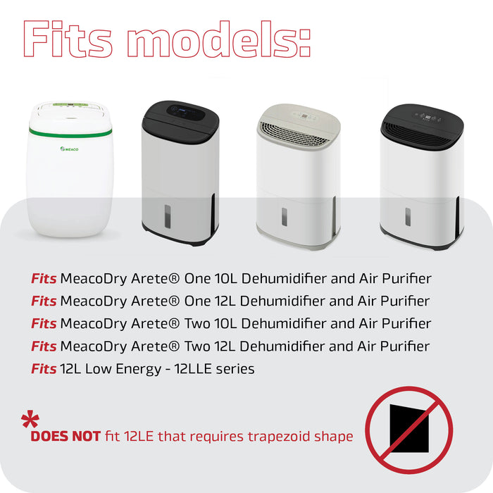 SPARES2GO HEPA Filter for MEACO Dehumidifier 10L 12L Arete One Two Low Energy Filters Rectangular (Pack of 3 Filters)