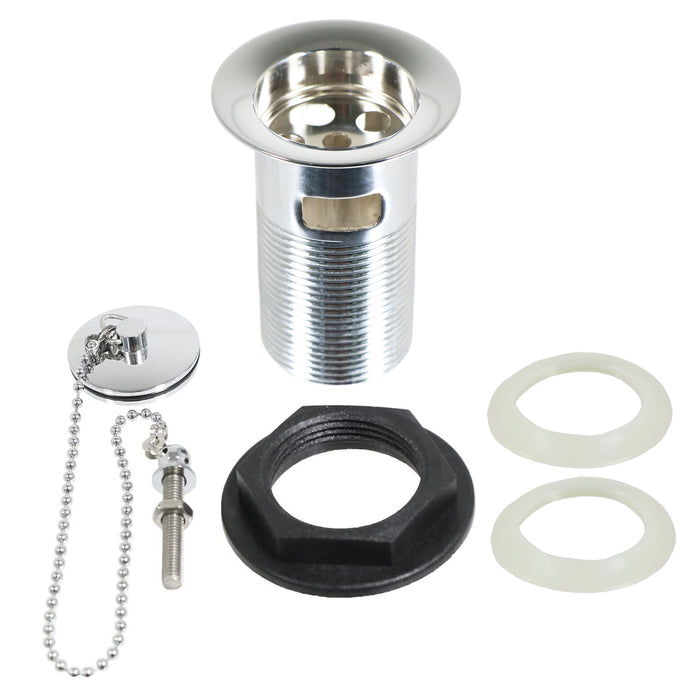 Chrome Slotted Sink Basin Bathroom Kitchen Waste Chain Stay Plug (1 1/4")