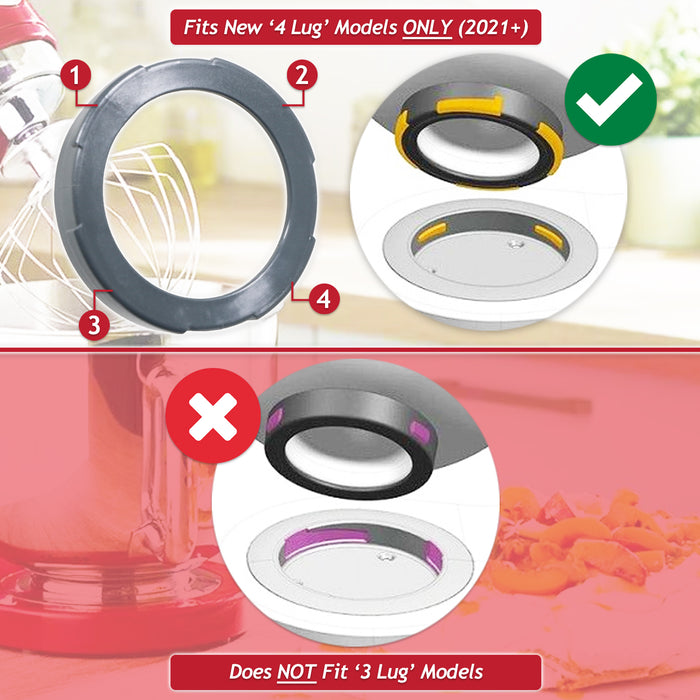Kenwood KMIX Bowl Socket + Ring Nut Set KMX75 KMX750 KMX754 KMX760 KMX761 KMX770 4 Lug (AS00003115)