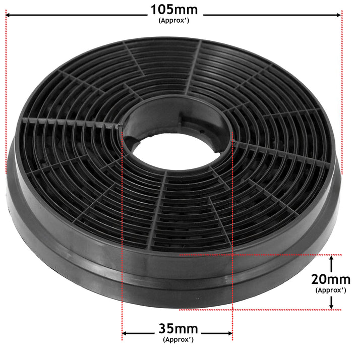 Cooker Hood Carbon Filter for Logik Electriq Pkm Extractor Vent Fan (Pack of 4)