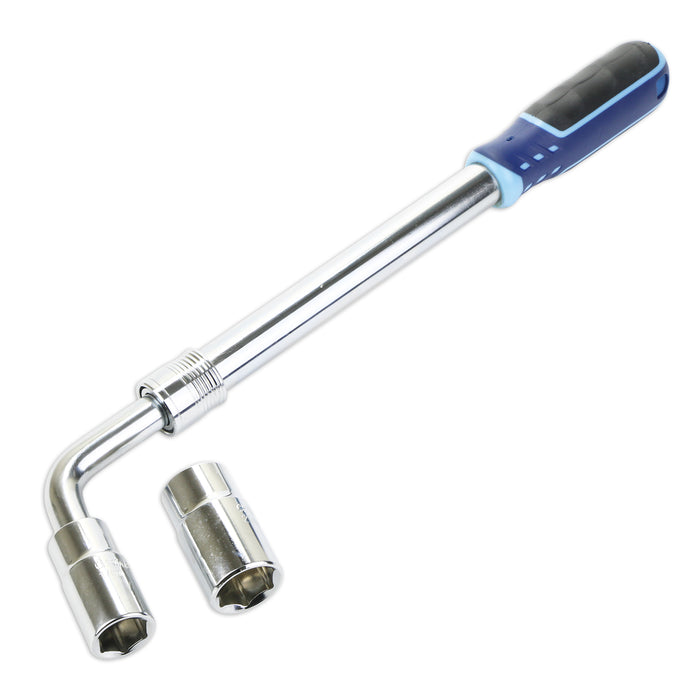 Extendable Wheel Nut Wrench 1/2" Drive Brace Breaker Bar Kit (with 17mm / 19mm and 21mm / 23mm Reversible Sockets)