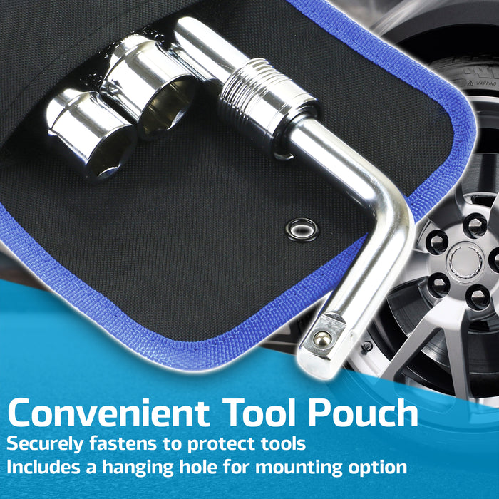 Extendable Wheel Nut Wrench 1/2" Drive Brace Breaker Bar Kit (with 17mm / 19mm and 21mm / 23mm Reversible Sockets)