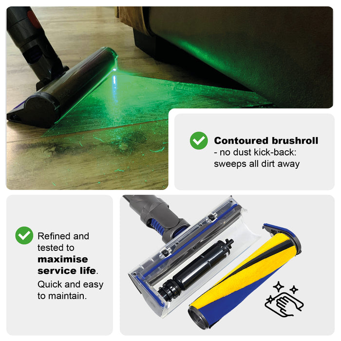 Soft Roller Brush Head for VACTechPro V15 Hard Floor Dirt Detect Laser