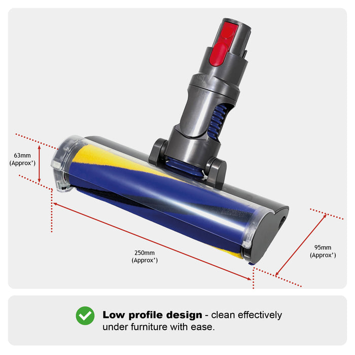Soft Roller Brush Head for VACTechPro V15 Hard Floor Dirt Detect Laser