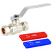 Full Bore Lever Ball Valve Isolating Stop Tap Kit with Blue (Cold) and Red (Hot) Handle Sleeves (15mm)