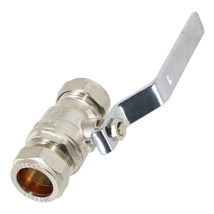 Full Bore Lever Ball Valve Isolating Stop Tap Kit with Blue (Cold) and Red (Hot) Handle Sleeves (22mm)