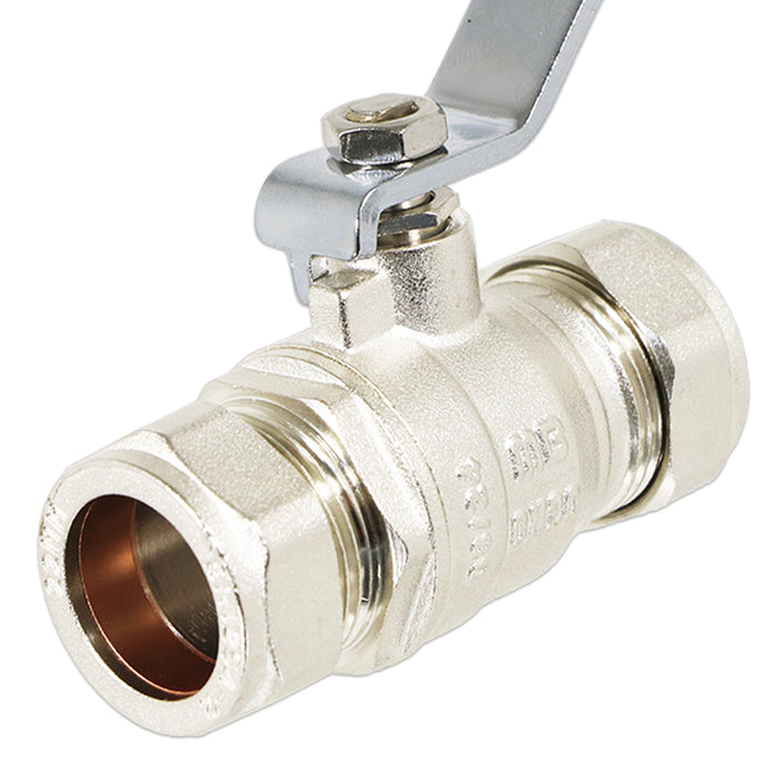 Full Bore Lever Ball Valve Isolating Stop Tap Kit with Blue (Cold) and Red (Hot) Handle Sleeves (22mm)