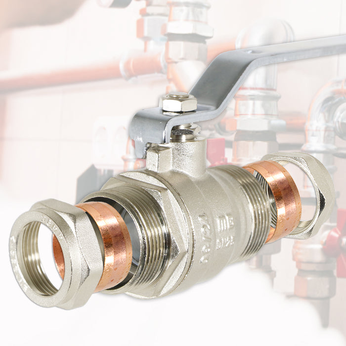 Full Bore Lever Ball Valve Isolating Stop Tap Kit with Blue (Cold) and Red (Hot) Handle Sleeves (28mm)